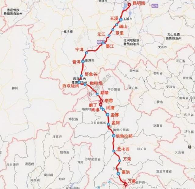 中老鐵路線路圖 中老鐵路線路圖